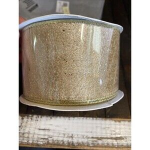 Glitter Gold Wired Ribbon 2.5 In X 10 Yards Ribbon With Metallic Edge Gift